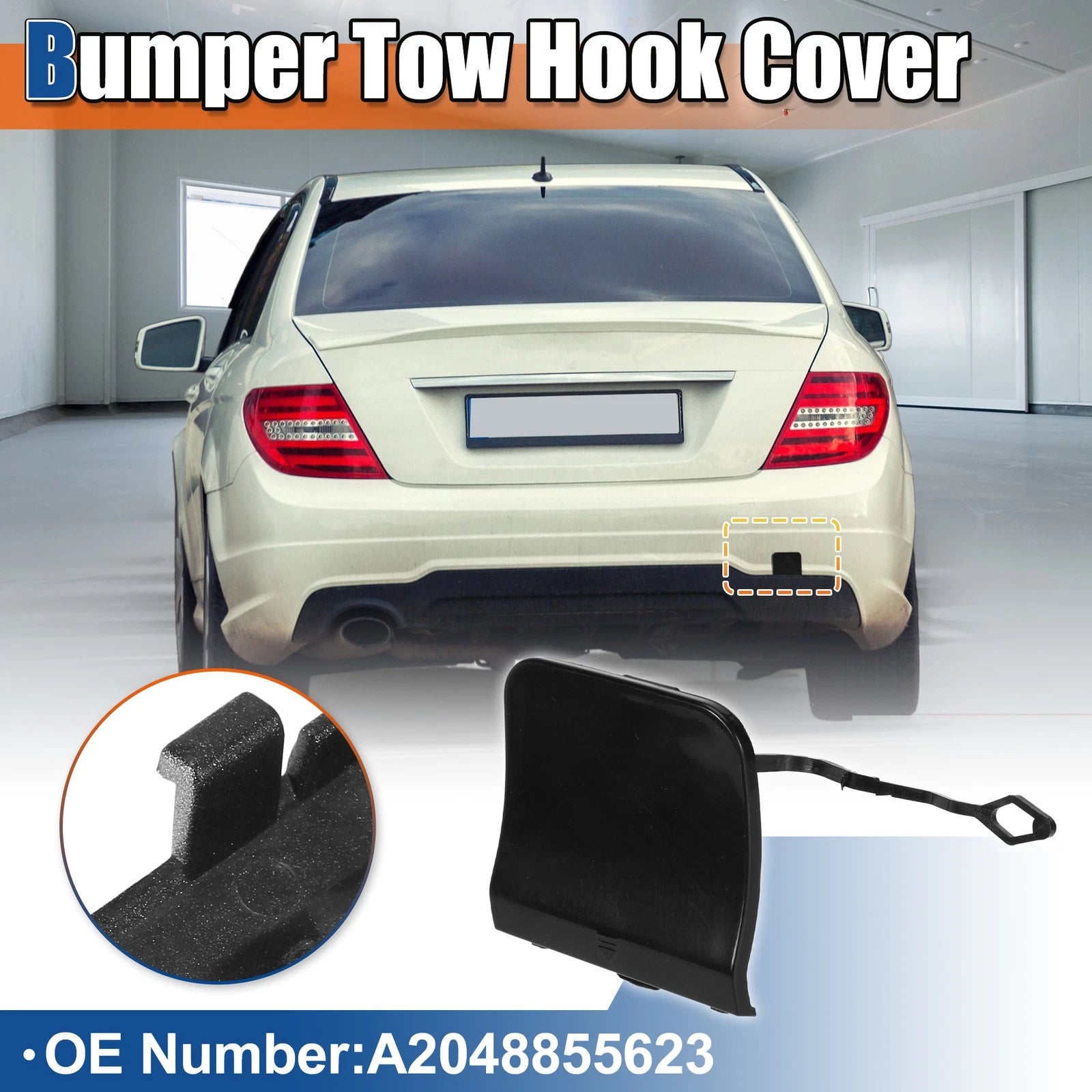 Tow Hook Cover for Mercedes-Benz C-Class (2015–2021) No.A2048855623 Black