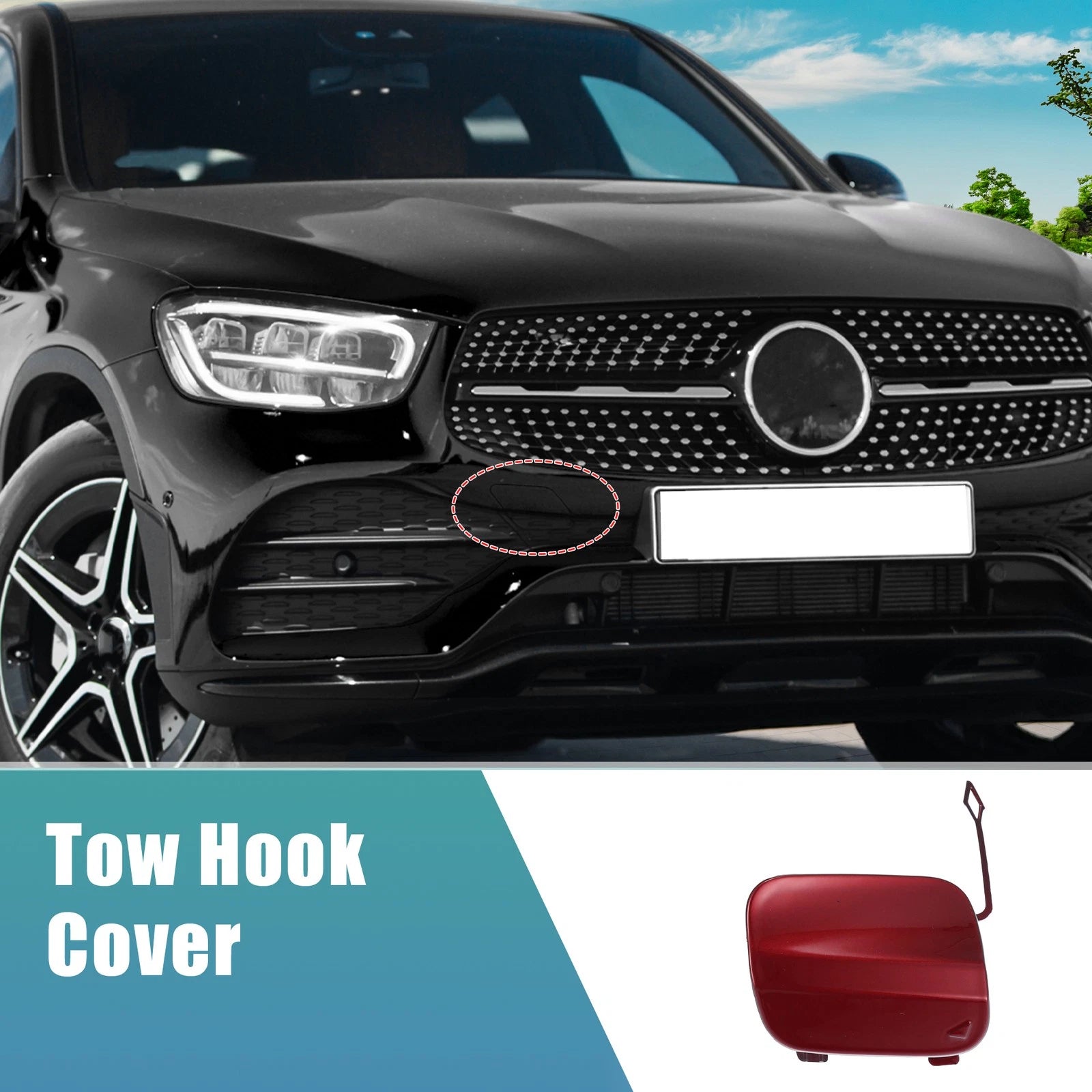 Tow Hook Cover for Mercedes-Benz GLA 250 (2015–2020) No.A1568859500 Red