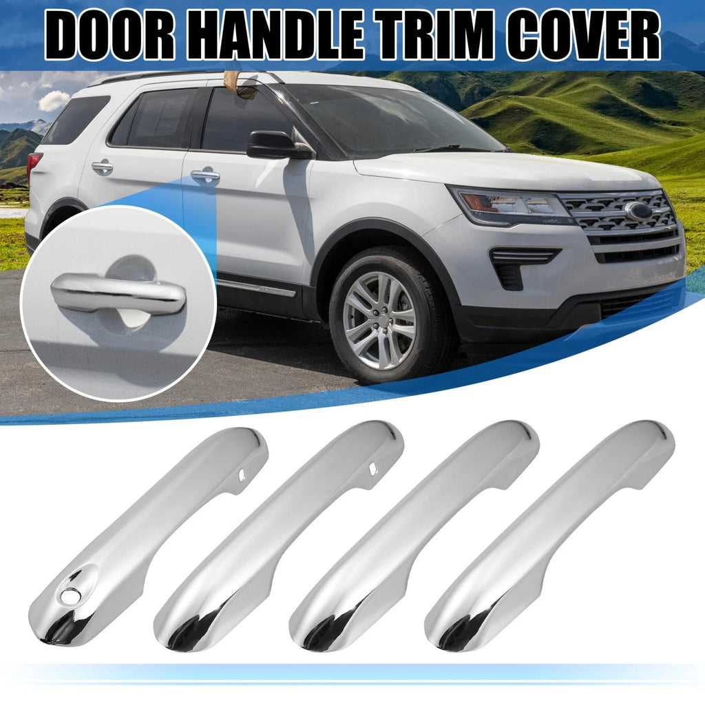 Set of 4 Exterior Door Handle Cover Trim for Ford Explorer (2020–2022) Silver Tone