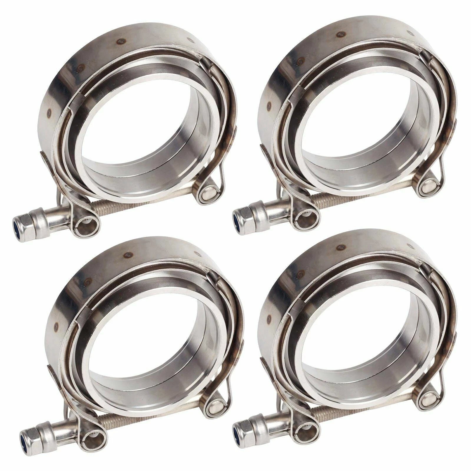 4x V-band Clamp for Exhaust Downpipe (Stainless Steel, 4" Inch)