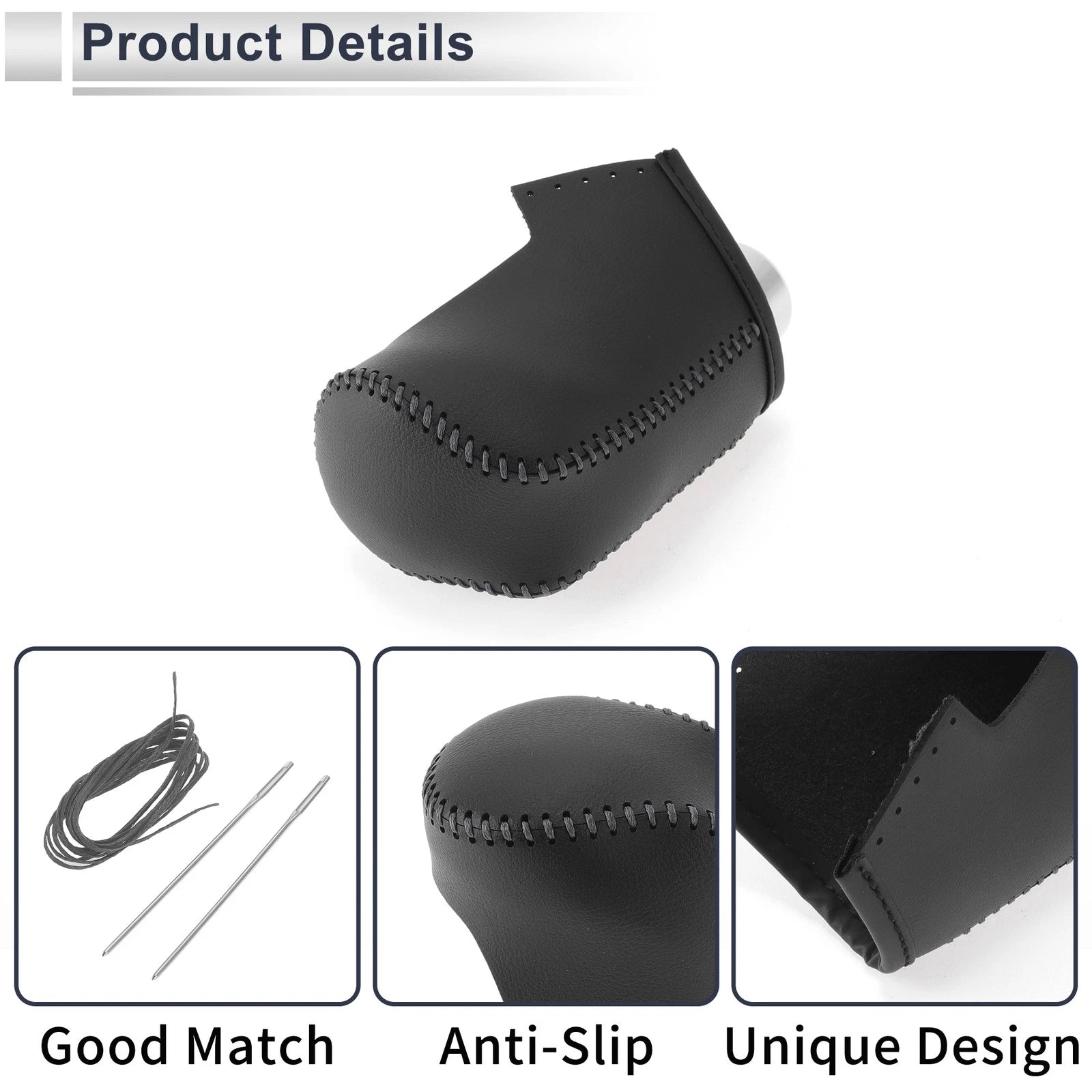 Gear Shift Knob Cover for Mazda CX-30 (2020–2021) Black Grey Faux Leather
