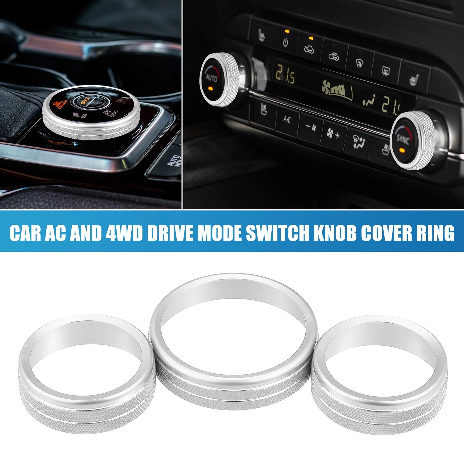 3pcs AC 4WD Mode Switch Knob Ring Cover for Nissan Rogue (2021–2022)