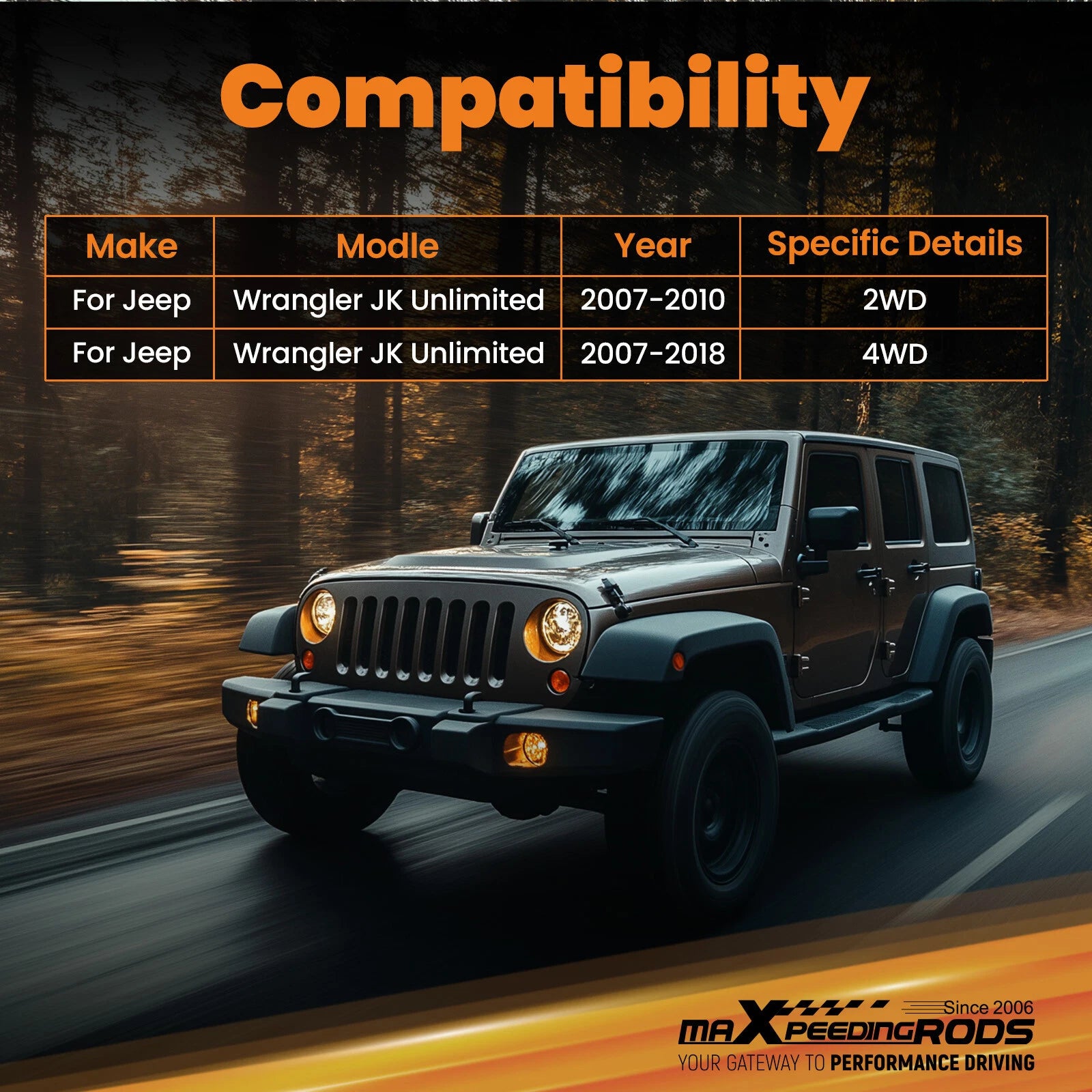 8x Adjustable Control Arms for Jeep Wrangler JK (2007–2018) 0-6" Lift Kit