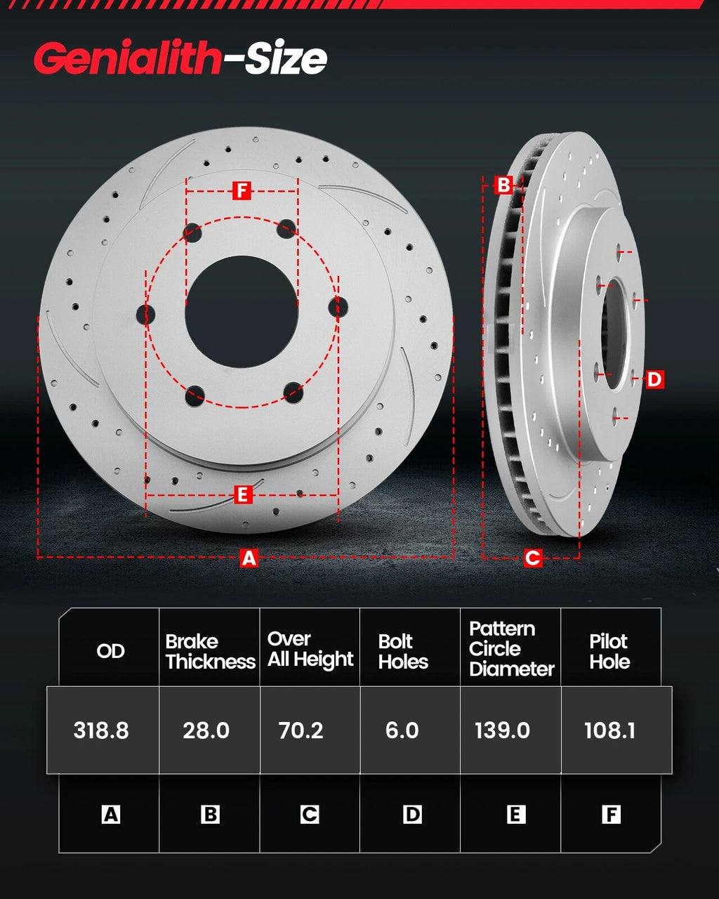 Front Disc Drilled Rotors + Ceramic Brake Pads Kit for Toyota Sequoia Tundra