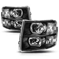 Headlight Lamps for Chevy Silverado (2007–2014) Black Housing Clear Corner