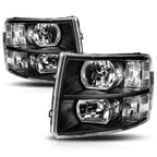 Headlight Lamps for Chevy Silverado (2007–2014) Black Housing Clear Corner