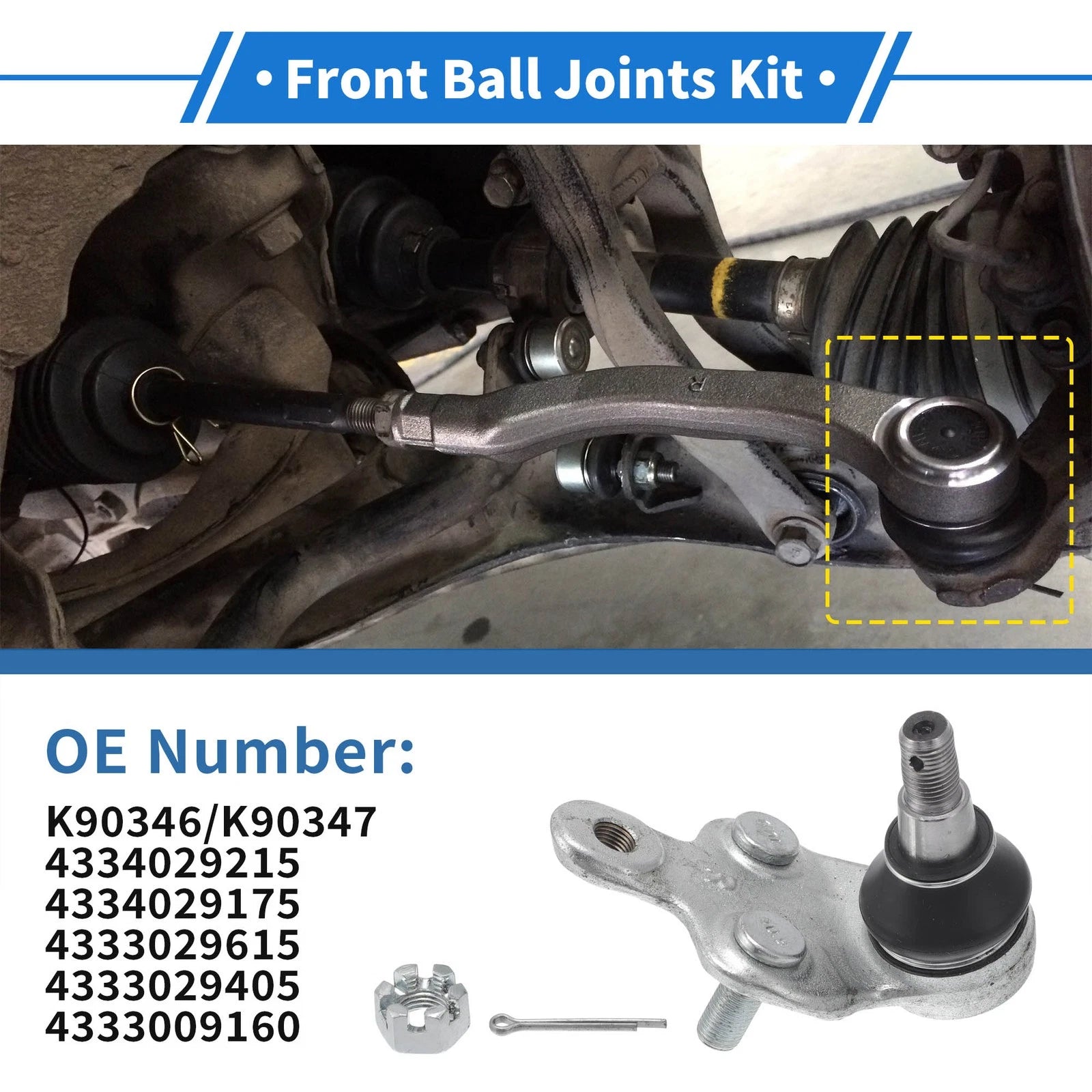 2X Front Lower Ball Joints for Toyota Camry (2002–2006) No.K90346/K90347