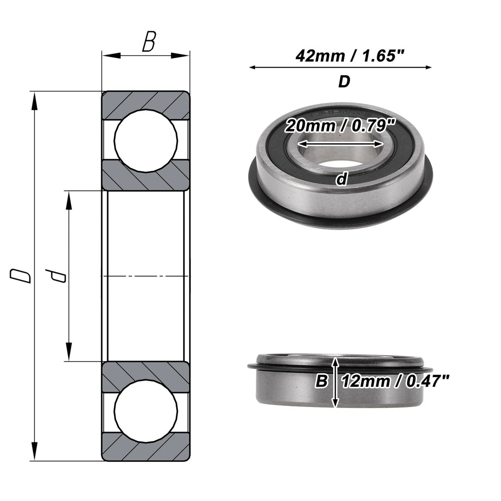 6004NR2RS Deep Groove Ball Bearings for Scooter Skateboard (20x42x12mm)