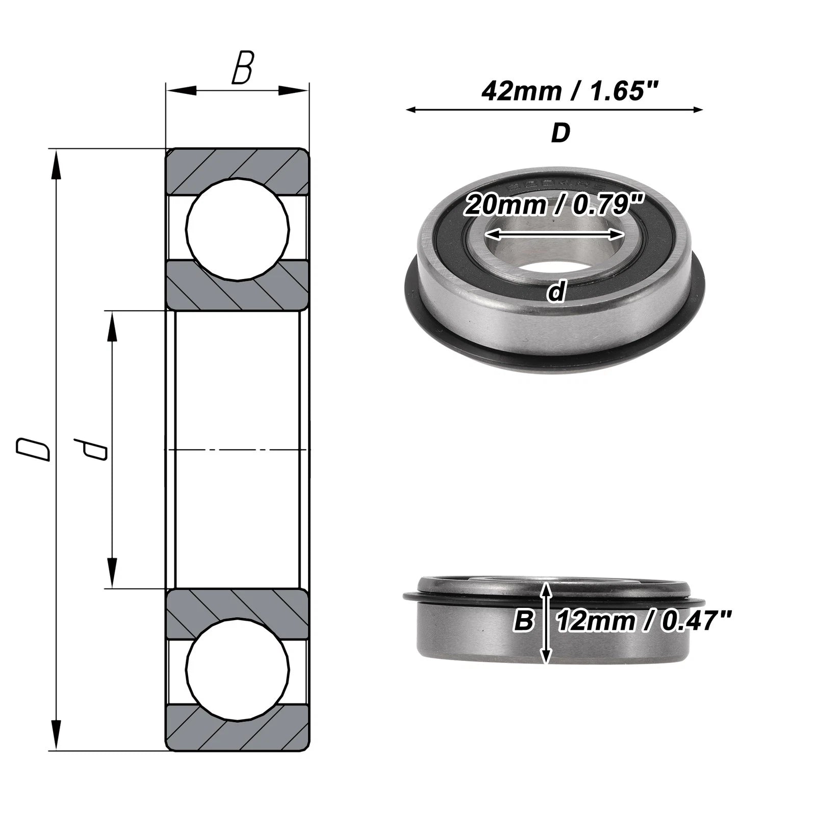 6004NR2RS Deep Groove Ball Bearings for Scooter Skateboard (20x42x12mm)