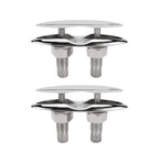8" Pull Up Deck Cleat Pair for Boat (Flush Mount, Stainless Steel)