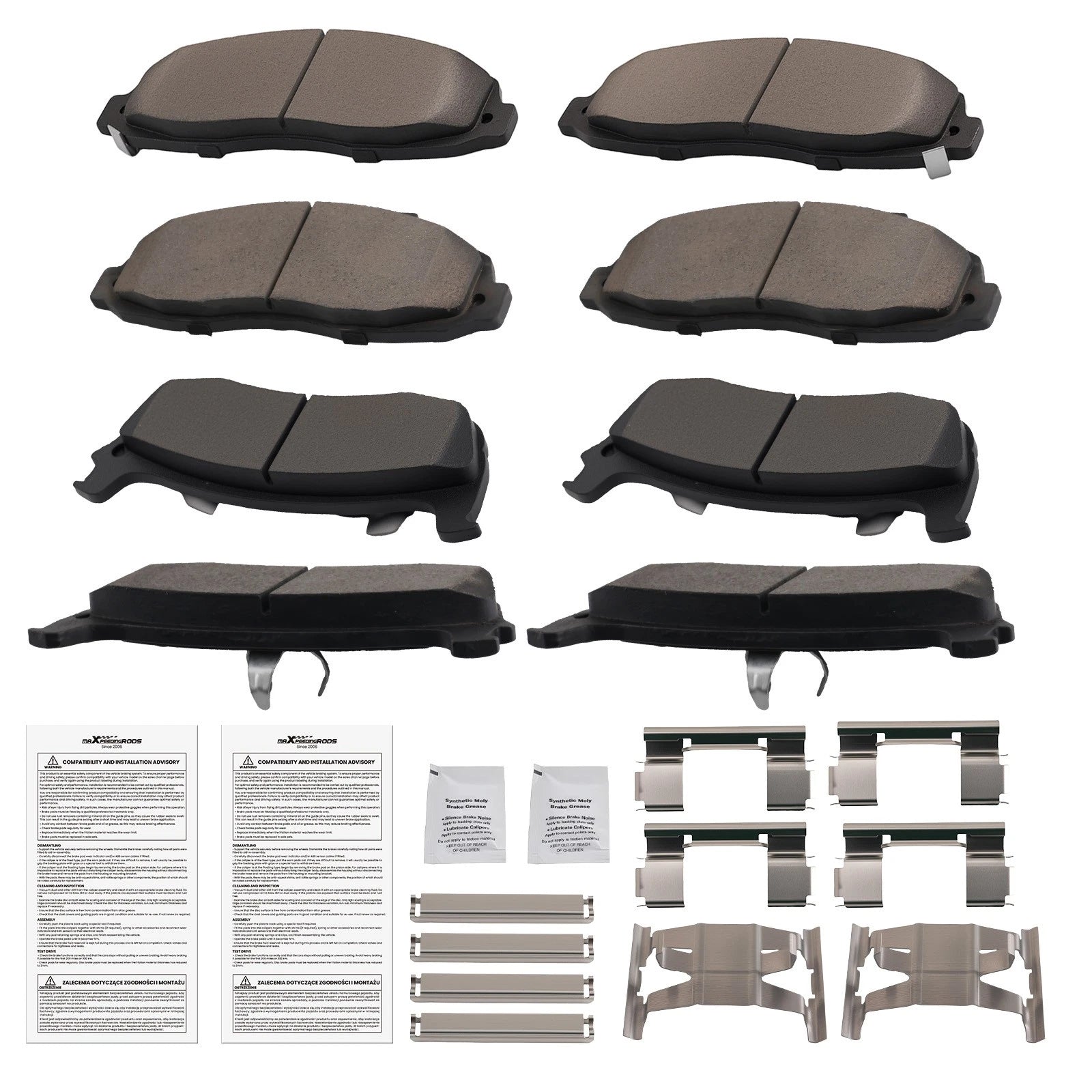 Set of 4 Ceramic Brake Pads for Ford F-150 (1999–2004) P679 P879