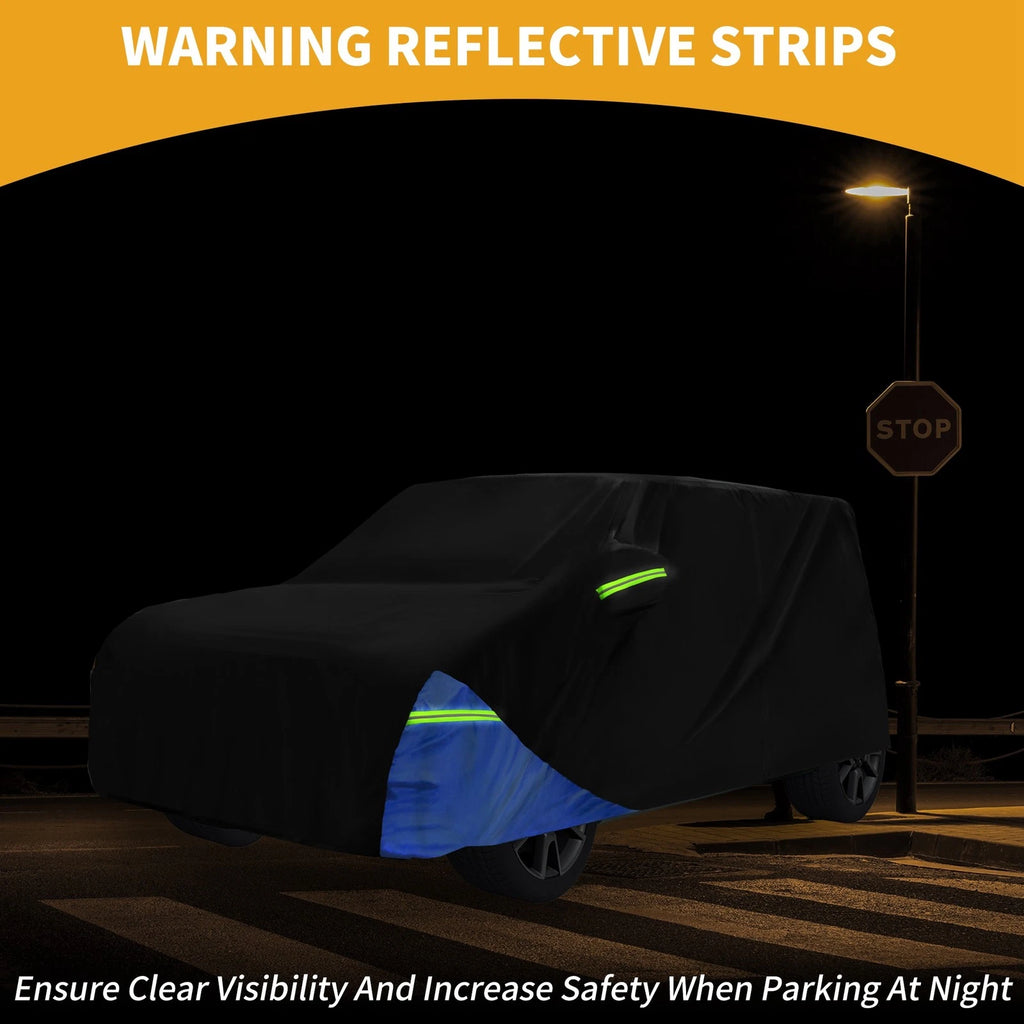 Waterproof Car Cover for Kia Soul (2010–2023) - Oxford Cloth, Black/Blue