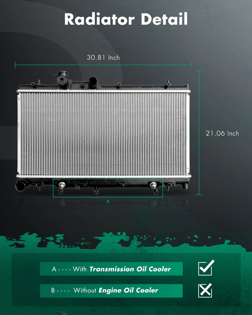 Aluminum Radiator for Subaru Baja (2003–2006), Legacy, Outback (2000–2004)