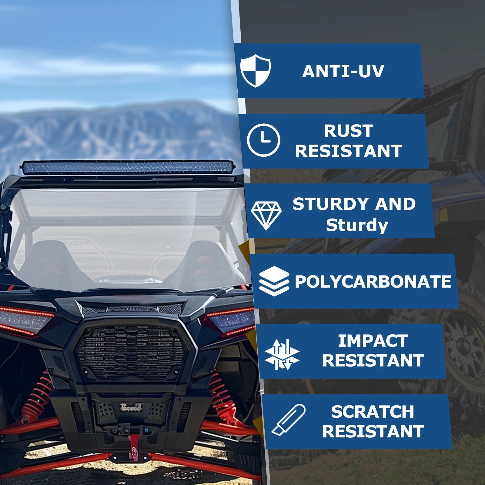 Rear Windshield for Polaris RZR 800 (2008–2014), RZR 570 (2014–2020)