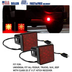 2X 15-LED Brake Light Trailer Hitch Cover for Towing 2" Red Lens