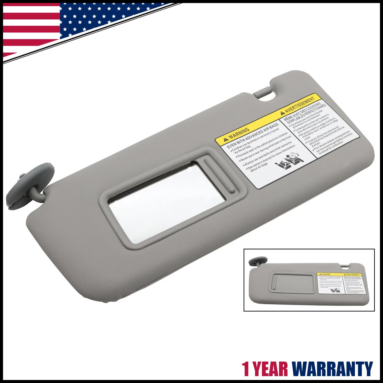 Sun Visor Front Left Driver Side Gray for Toyota RAV4 (2004–2005)