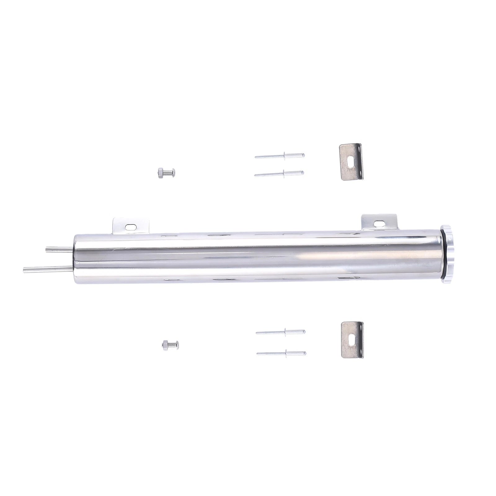 2" x 15" Polished Aluminum Slim Overflow Radiator Tank Reservoir for Universal