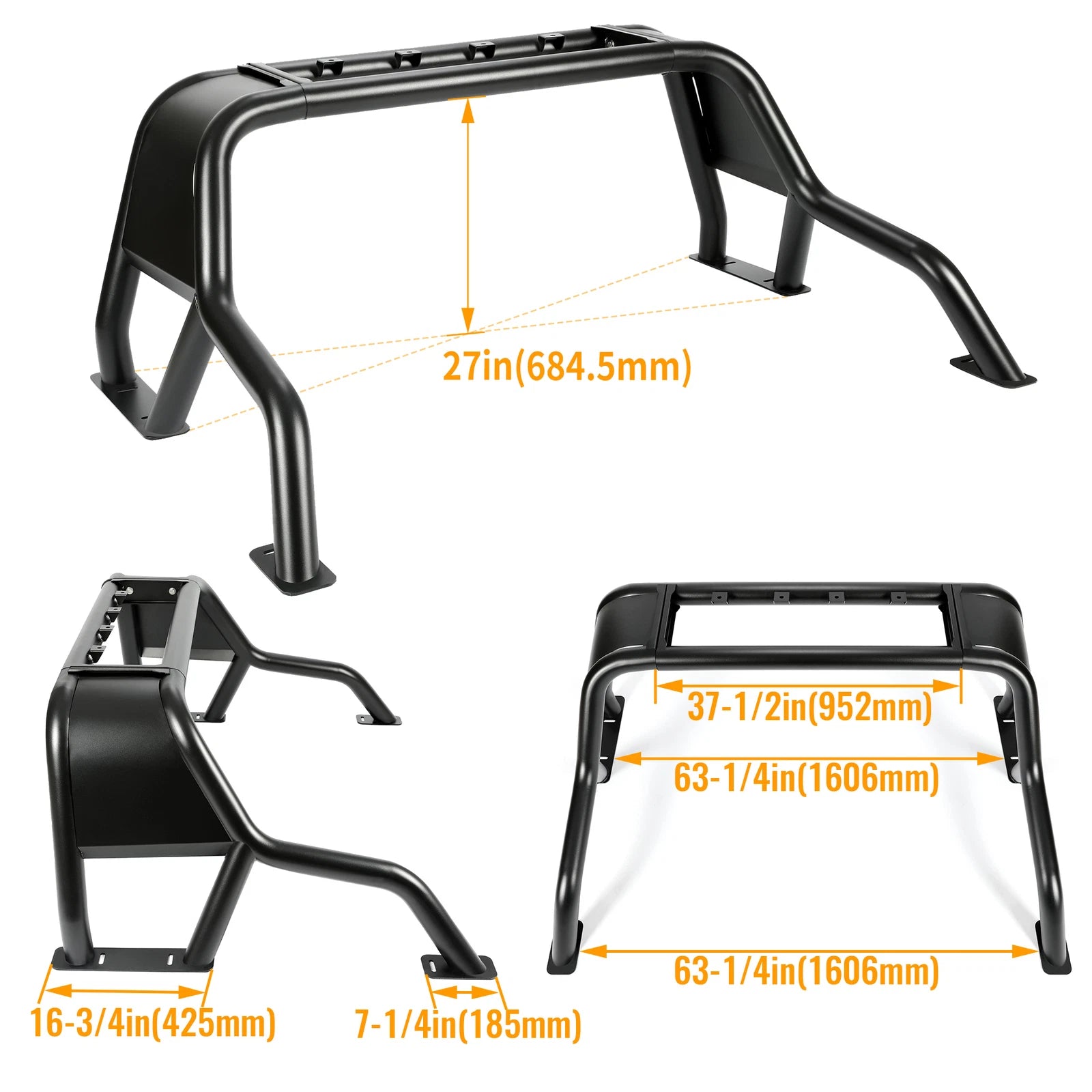 Truck Bed Roll Bar Rack for F-150 Silverado Sierra Tundra Ram (2004–2025)