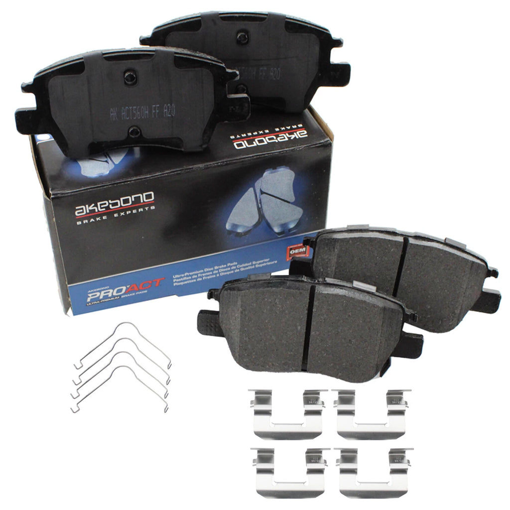 Set of 4 Akebono ProACT Front Ceramic Slotted Brake Pads for Chevy Bolt EV (2017–2022)
