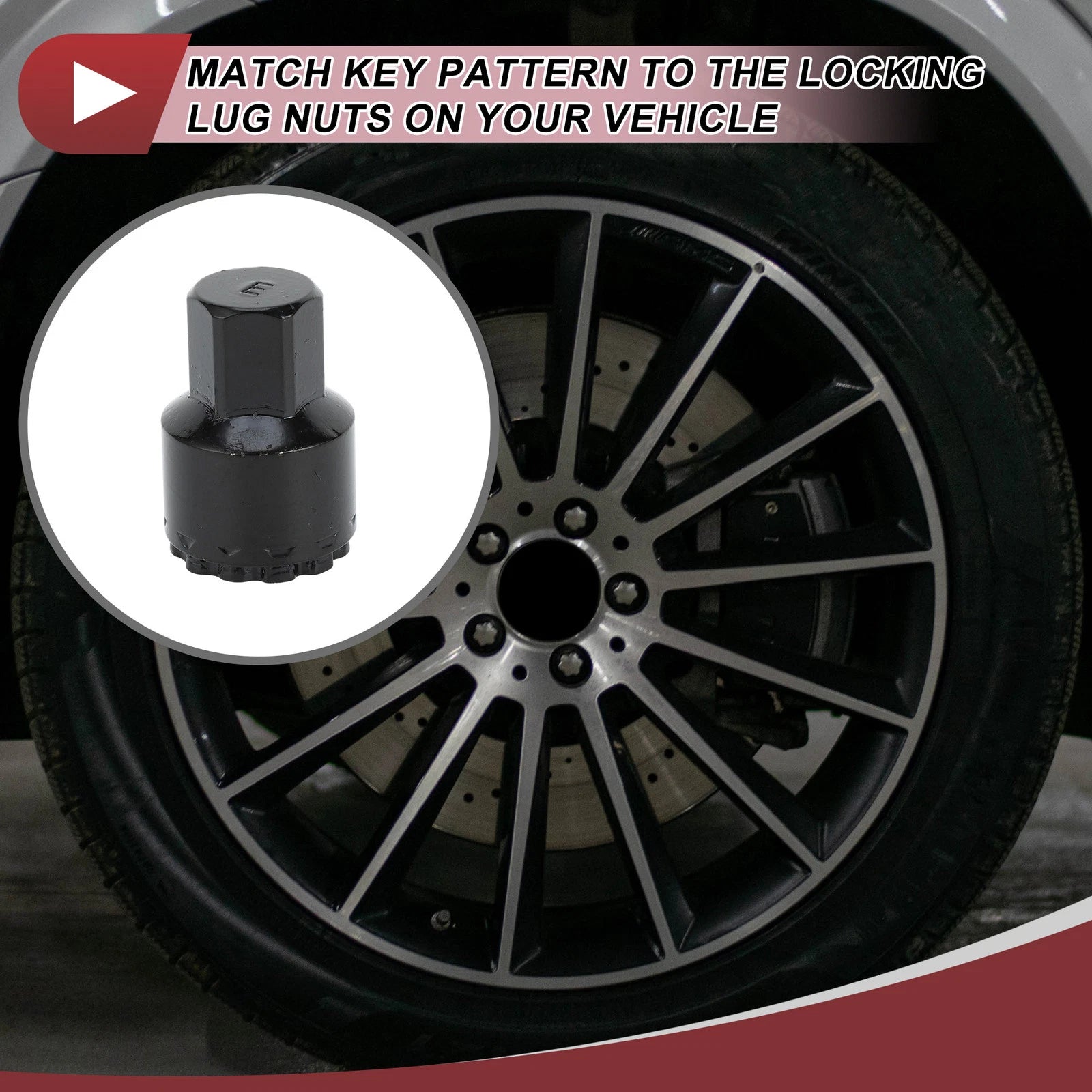 Wheel Lock Lug Nut Type E Anti-theft Key Socket for Mercedes Benz GLE450 GLS350 (2016–2023)