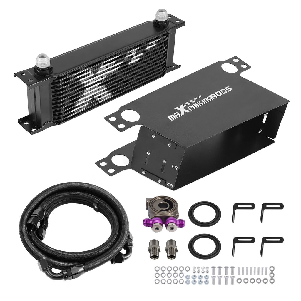 Universal Aluminum Transmission Oil Cooler 13-Row for 10AN Engines (with Adapter)