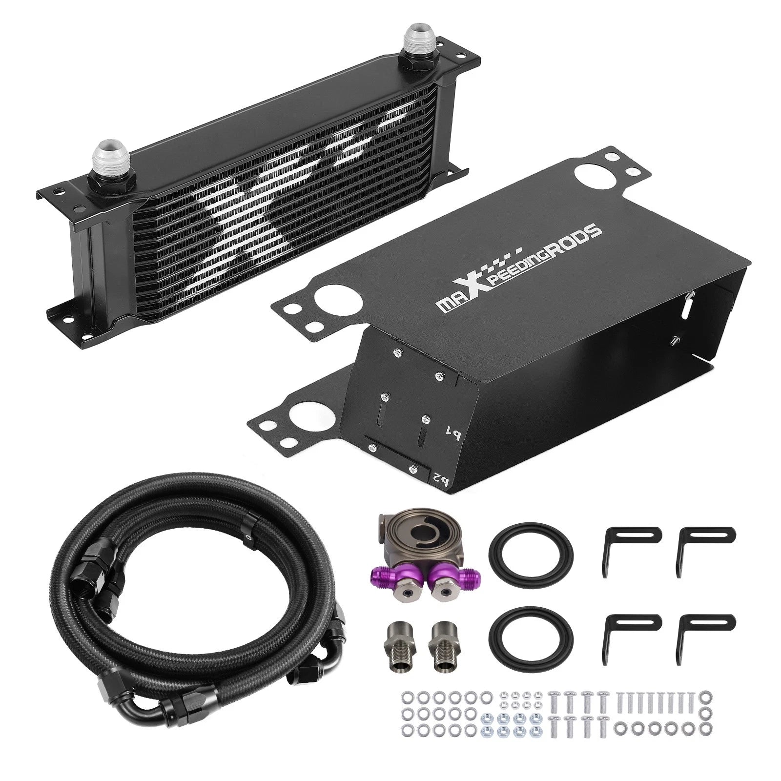 Universal Aluminum Transmission Oil Cooler 13-Row for 10AN Engines (with Adapter)