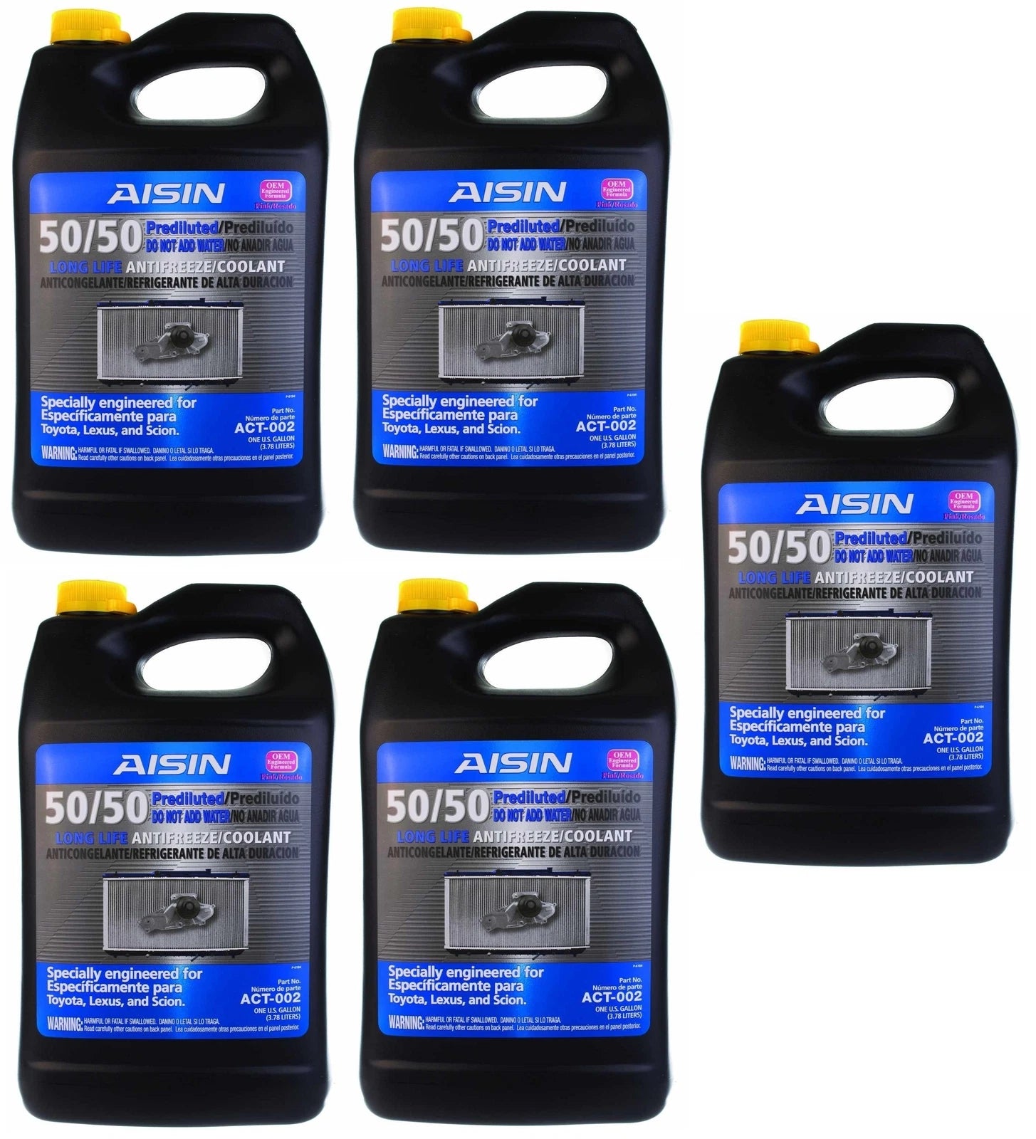Set of 5 Gallons Engine Coolant Antifreeze Aisin for Toyota Avalon (1995–2020)