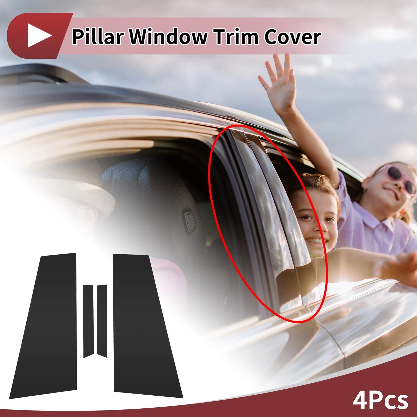 Set of 4 Car Door Pillar Window Trim for Mercedes-Benz CLS (2019–2020) Black
