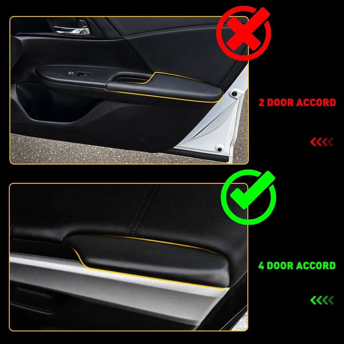 Front Leather Armrest Covers for Honda Accord (2008–2012) - Black Pair