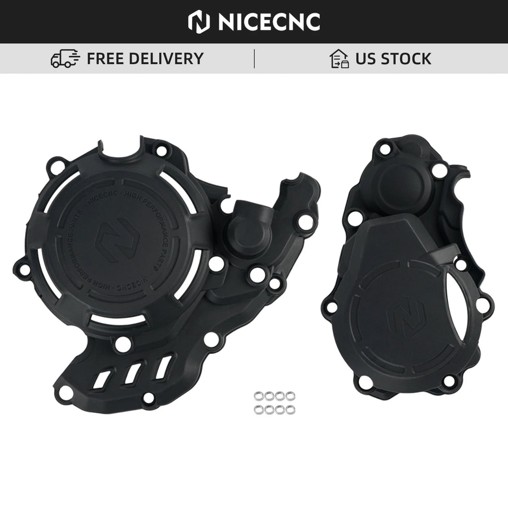Crankcase Clutch Ignition Cover Guard for Husqvarna FE250 FE350 (2017–2023) Black