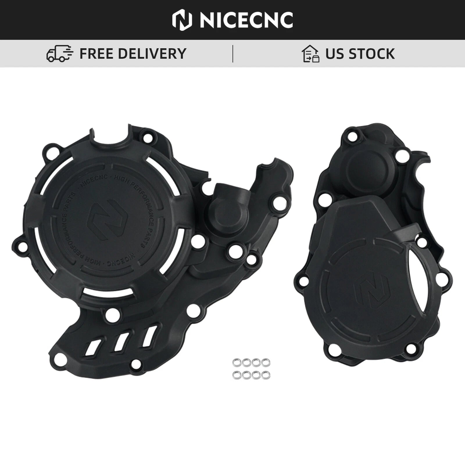 Crankcase Clutch Ignition Cover Guard for Husqvarna FE250 FE350 (2017–2023) Black