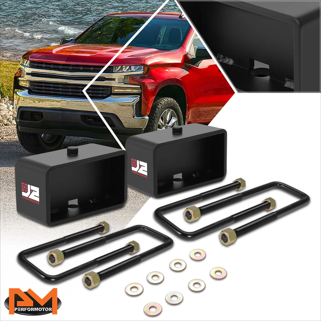 J2 3" Rear Leaf Spring Lift Block Leveling Kit for Silverado/Sierra 1500 (1999–2022)