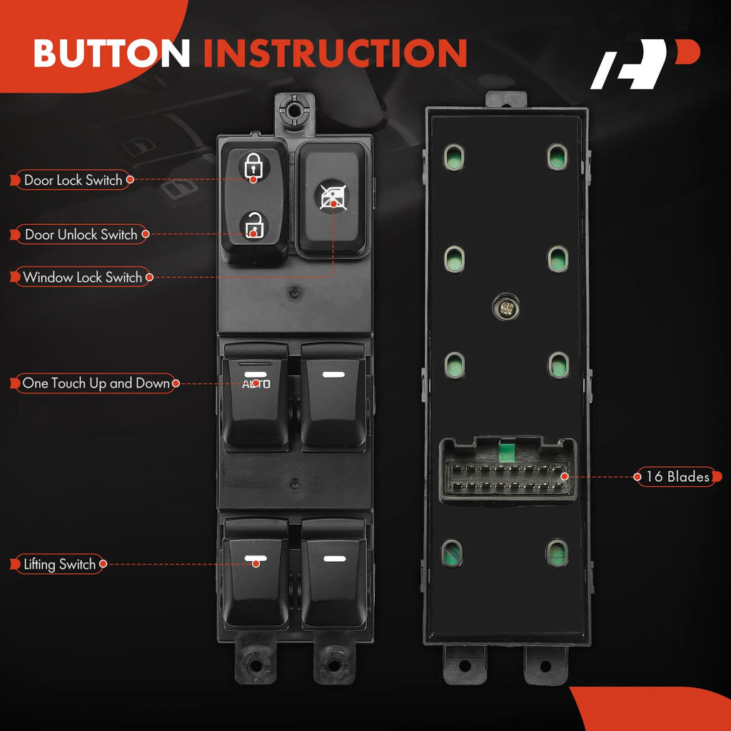 Front Left Power Window Switch for Kia Picanto (2012-2015)