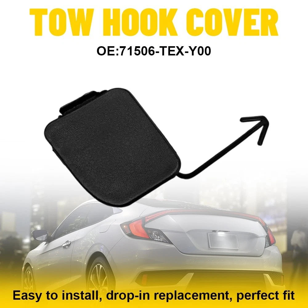 ABS Rear Bumper Tow Hook Cap Cover for Honda Civic (2016–2021) Black EXV