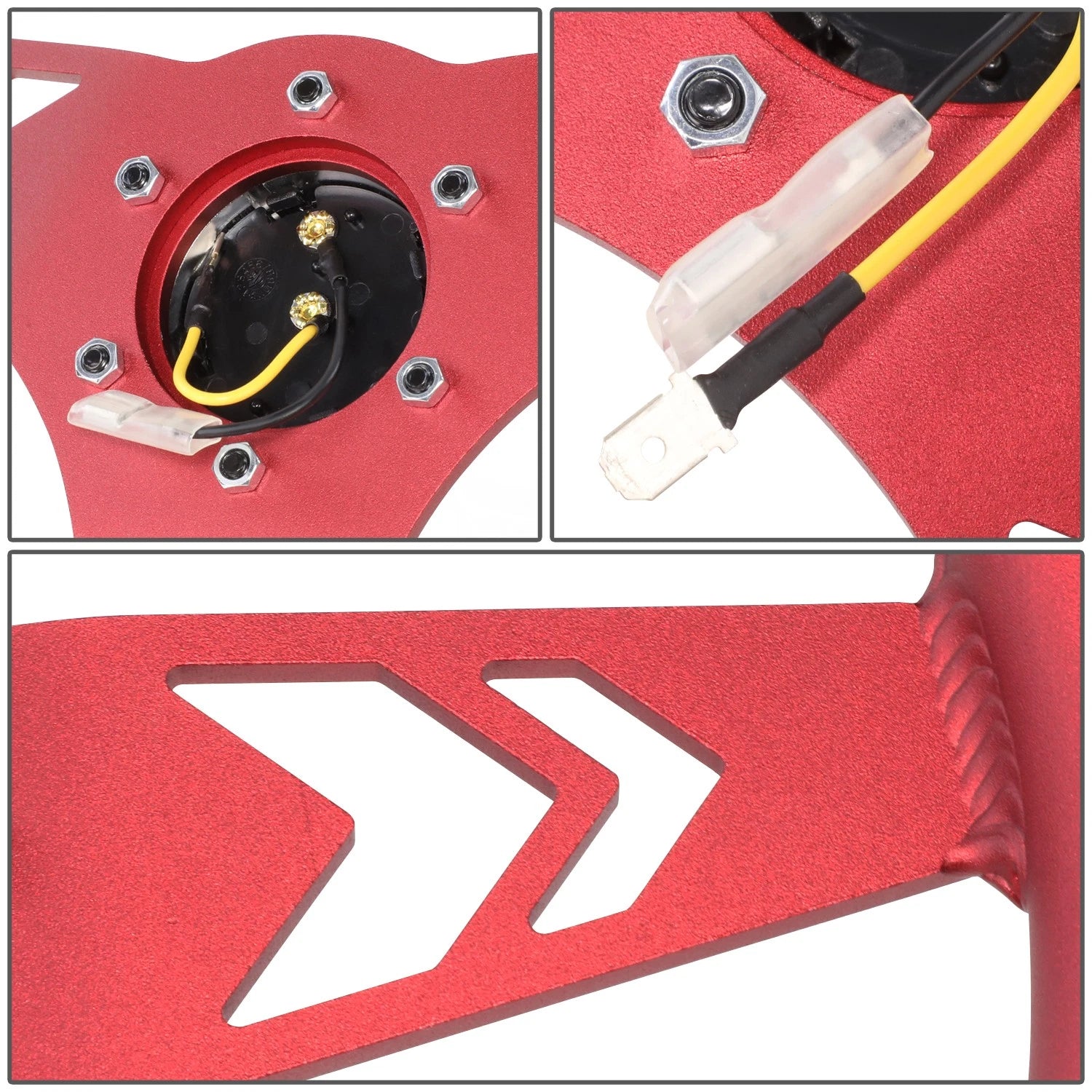330mm 1" Dish Steering Wheel for NRG 3-Spoke (All Aluminum, Red)