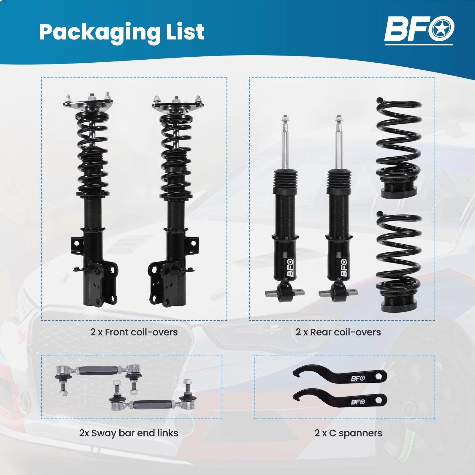 Adjustable Coilovers Shock Struts Kit for Ford Mustang (2015-2023)