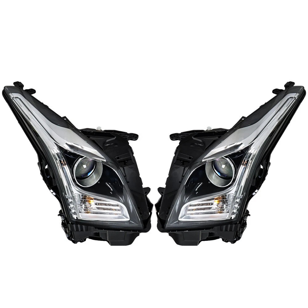 Headlight Pair for Cadillac ATS (2013-2018) Halogen Chrome