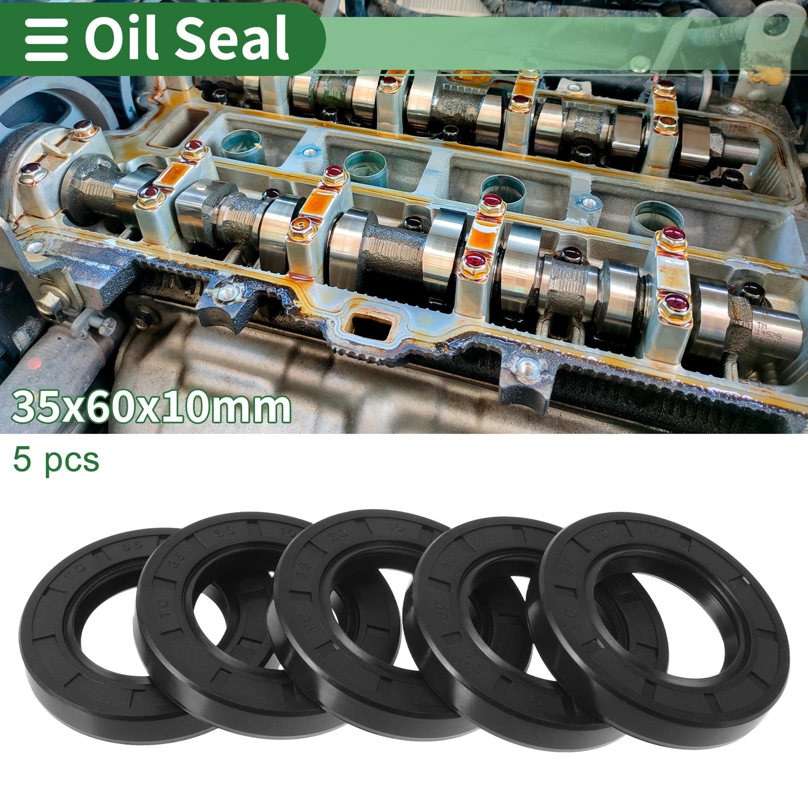 Set of 5 Oil Seal Rotary Shaft Seal NBR Rubber 35x60x10mm