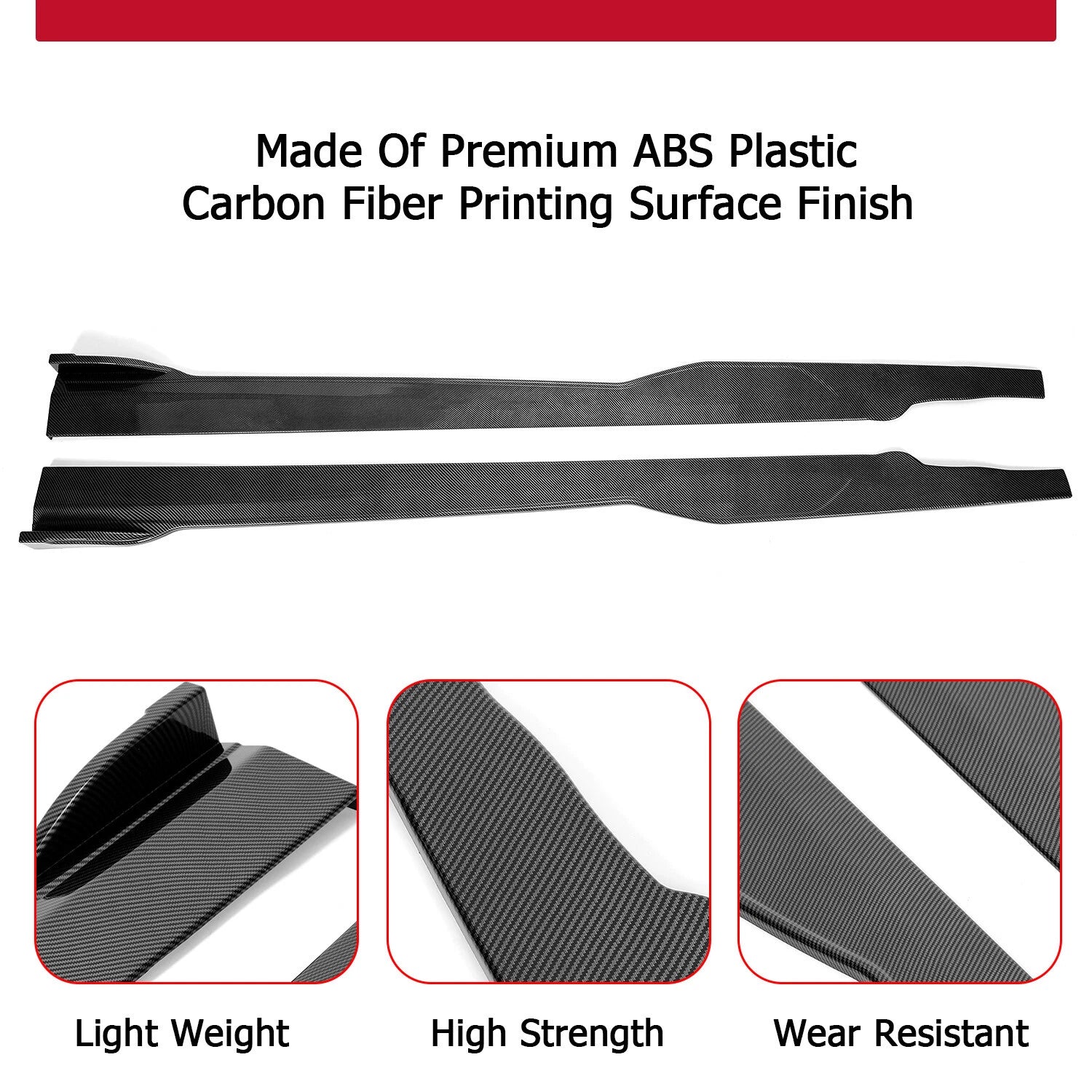 One-Piece Carbon Fiber Look Side Skirt Rocker Panels for Dodge Charger SRT (2015–2023)