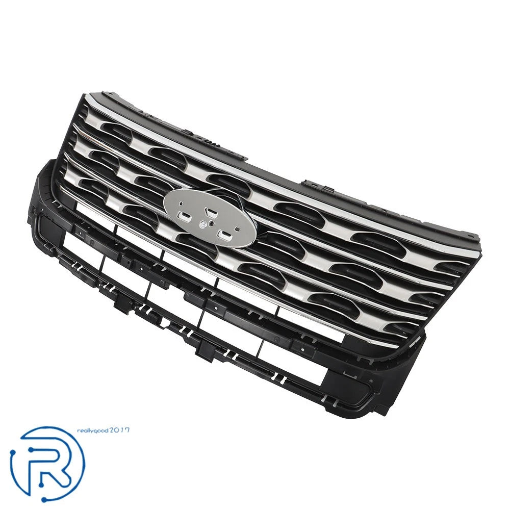 Silver Coated Black Front Bumper Upper Grille for Ford Explorer (2016-2017)