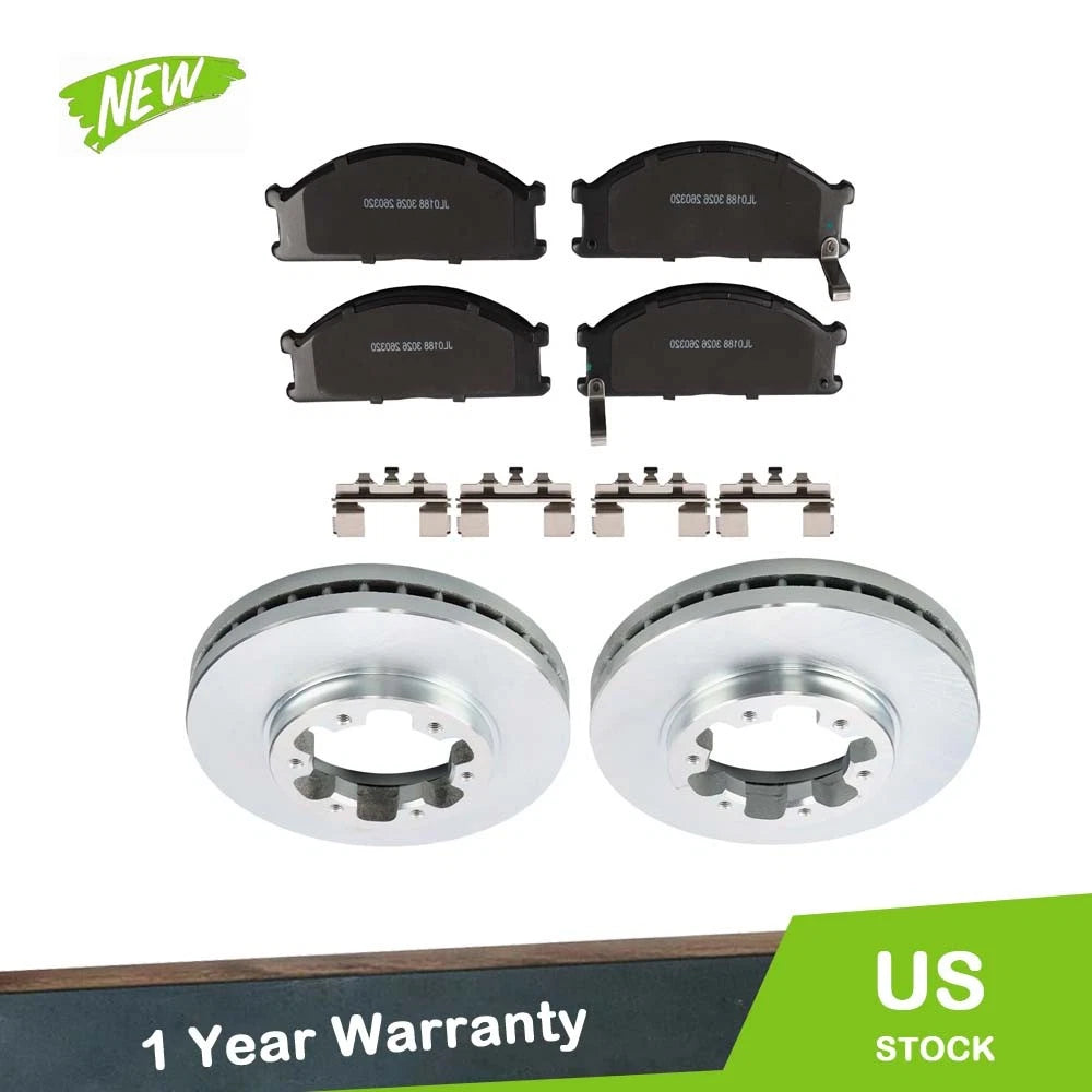 Front Disc Brake Rotors + Ceramic Brake Pads for Nissan D21 (1986–1994)