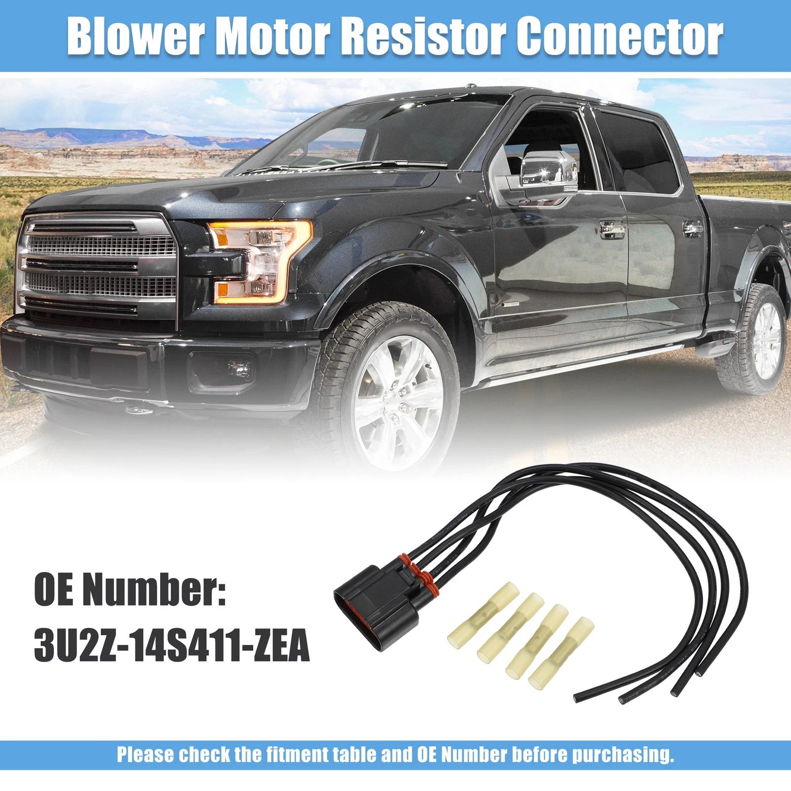Motor Resistor Repair Connector Plug Harness for Ford (2003–2007) 3U2Z14S411ZEA