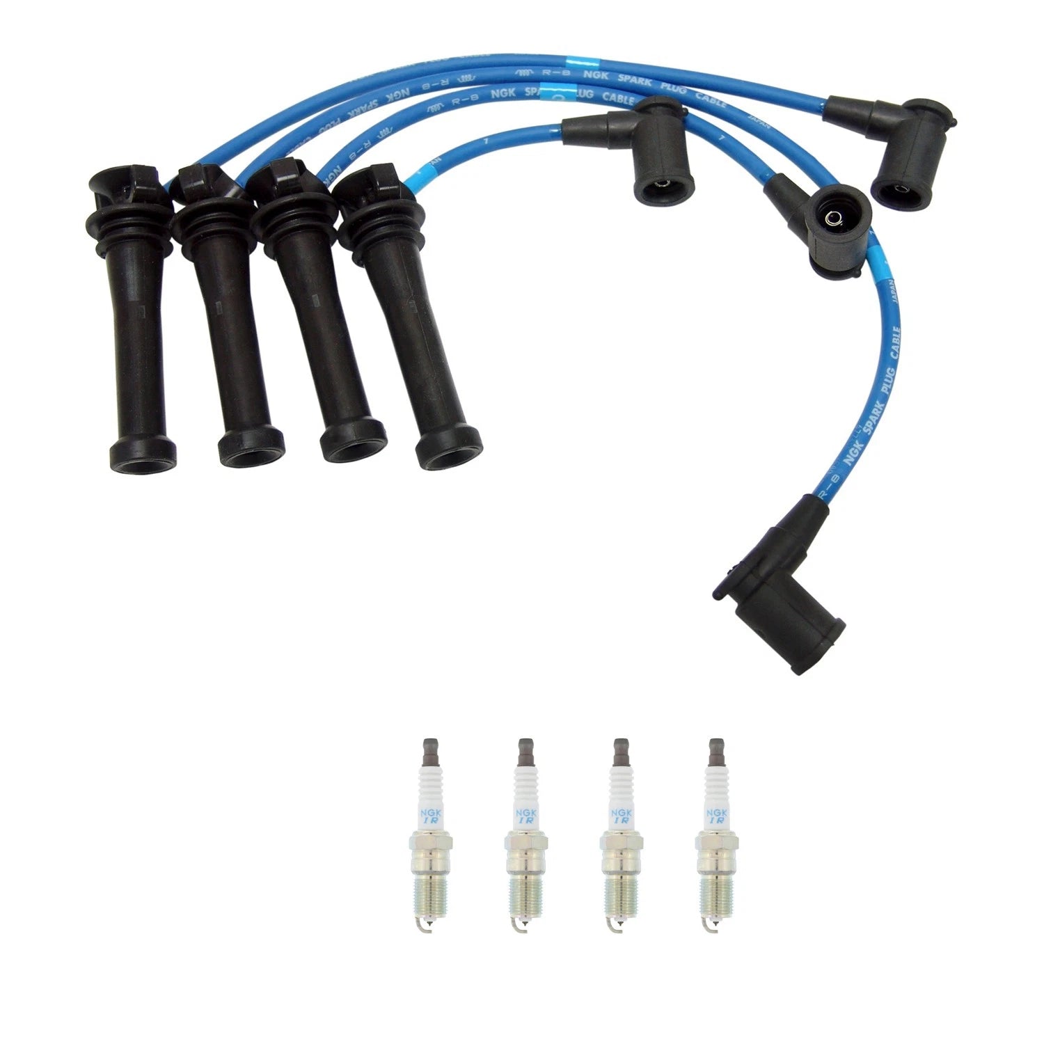 NGK 7mm Wire Set & 4 Iridium Spark Plugs for Mazda 6 (2003–2008)