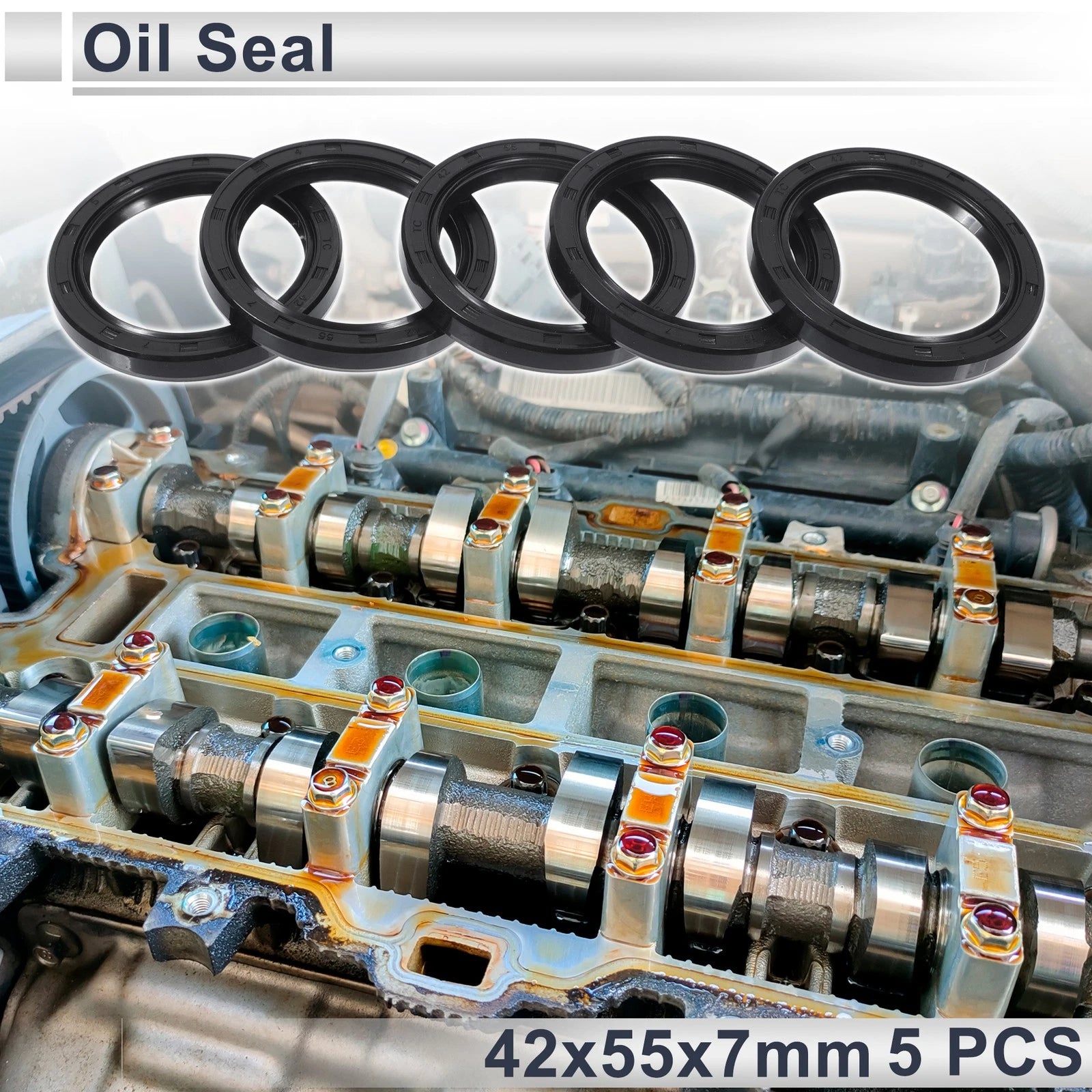 Set of 5 Oil Seal Rotary Shaft Seal NBR Rubber 42x55x7mm