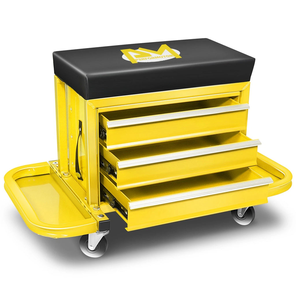2X 350lbs Capacity 2-in-1 Mechanics Roller Seat for Work Cabinet