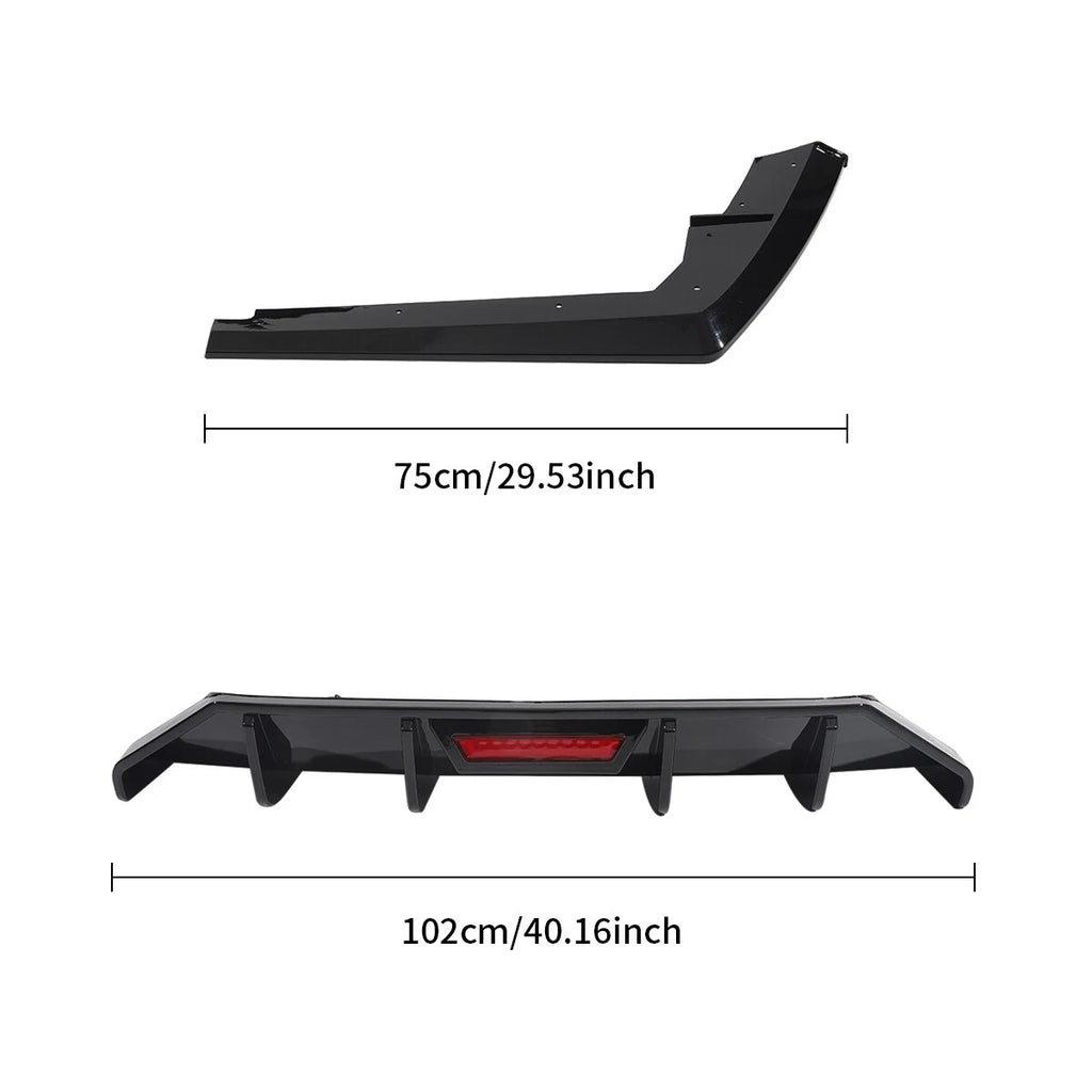 Gloss Black LED Rear Diffuser + Corner Splitters for Hyundai Elantra (2021–2023)