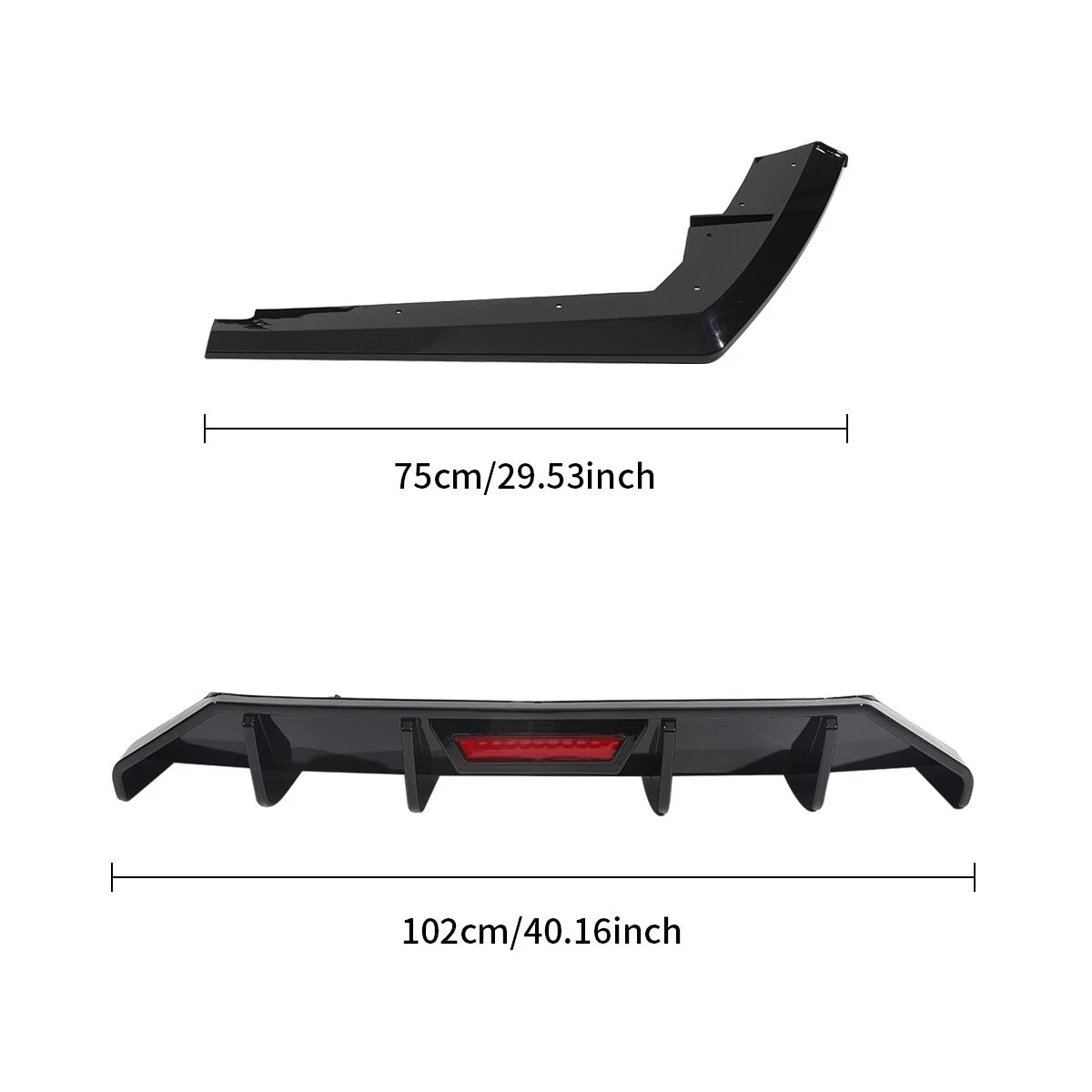 Gloss Black LED Rear Diffuser + Corner Splitters for Hyundai Elantra (2021–2023)