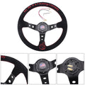 14" Suede Leather Steering Wheel for Racing Drifting