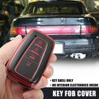 Set of 4 Red Button Remote Key Fob Covers for Toyota RAV4 Camry Corolla (2018–2022)