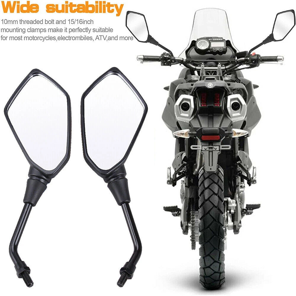 Adjustable Rearview Side Mirrors 10mm for Honda CB, Suzuki, Kawasaki